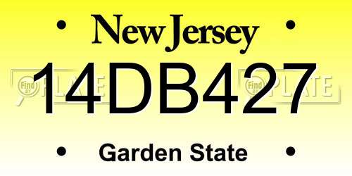 14DB427 New Jersey License Plate