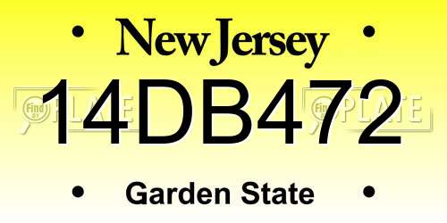 14DB472 New Jersey License Plate