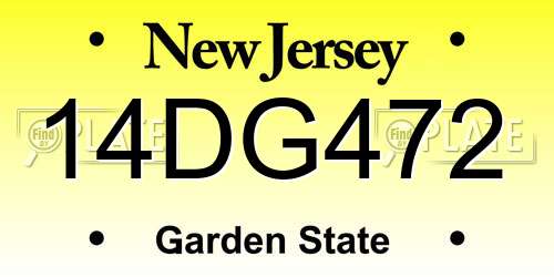 14DG472 New Jersey License Plate