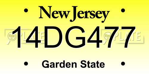 14DG477 New Jersey License Plate