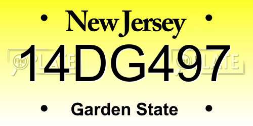 14DG497 New Jersey License Plate