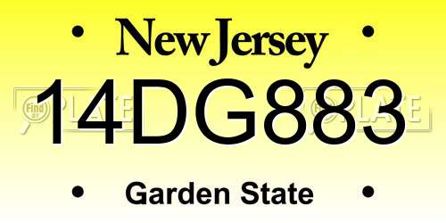 14DG883 New Jersey License Plate