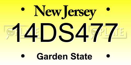 14DS477 New Jersey License Plate