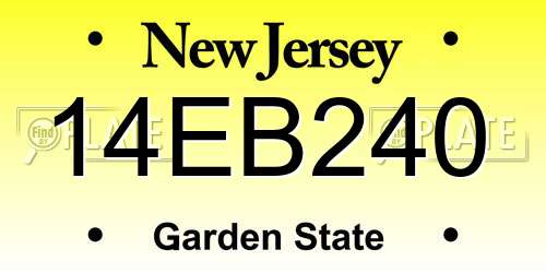14EB240 New Jersey License Plate