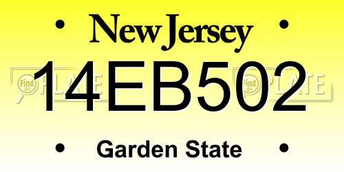 14EB502 New Jersey License Plate