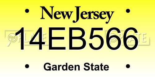 14EB566 New Jersey License Plate
