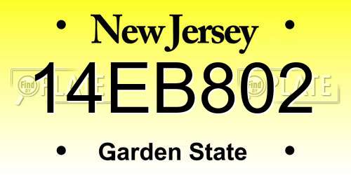 14EB802 New Jersey License Plate