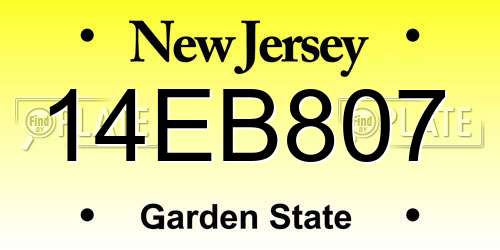 14EB807 New Jersey License Plate