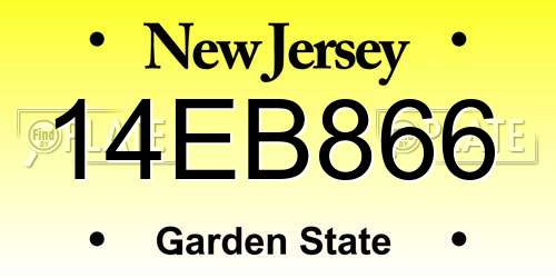 14EB866 New Jersey License Plate