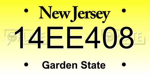 14EE408 New Jersey License Plate