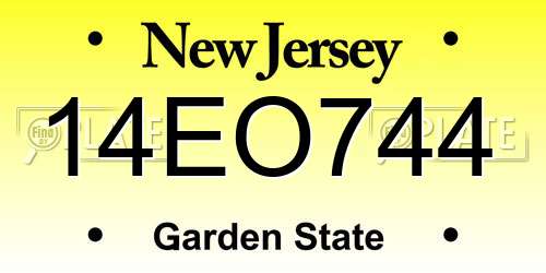 14EO744 New Jersey License Plate