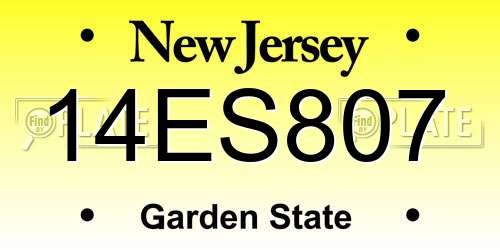 14ES807 New Jersey License Plate