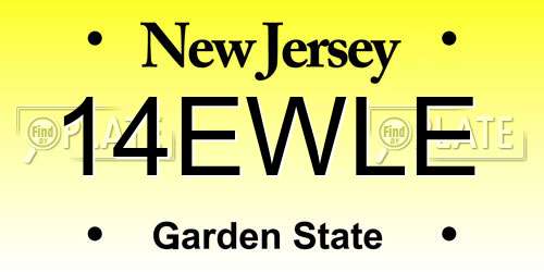 14EWLE New Jersey License Plate