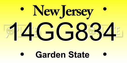 14GG834 New Jersey License Plate