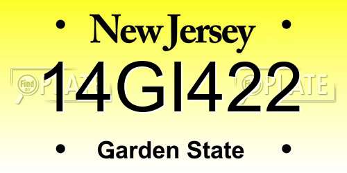 14GI422 New Jersey License Plate