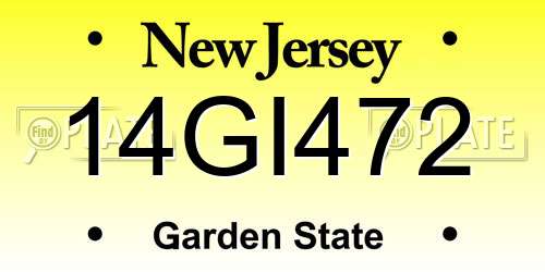 14GI472 New Jersey License Plate