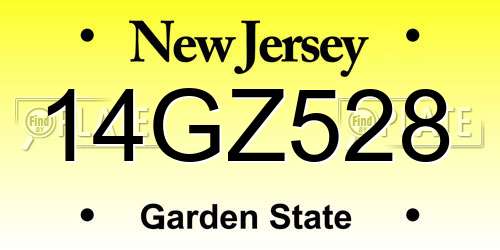 14GZ528 New Jersey License Plate
