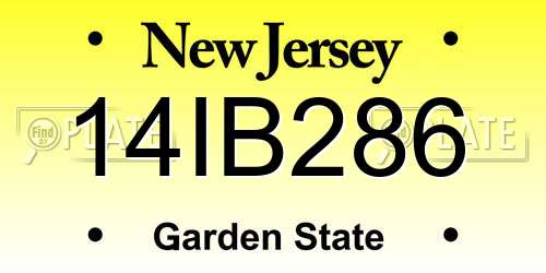14IB286 New Jersey License Plate