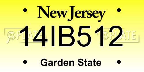 14IB512 New Jersey License Plate