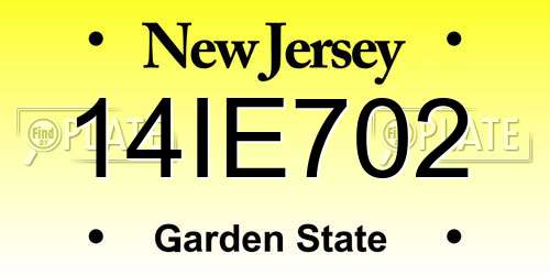14IE702 New Jersey License Plate