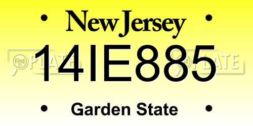 14IE885 New Jersey License Plate