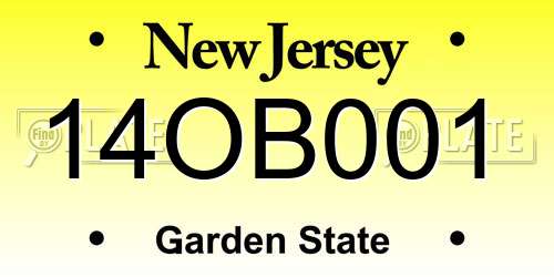 14OB001 New Jersey License Plate