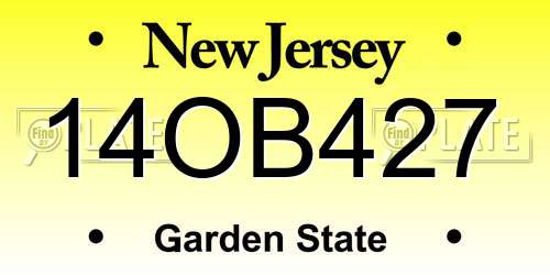 14OB427 New Jersey License Plate