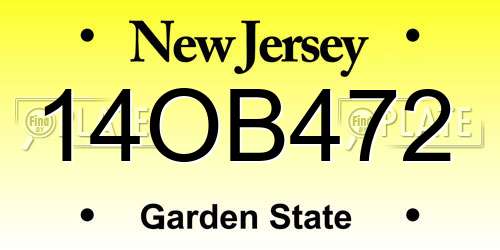 14OB472 New Jersey License Plate