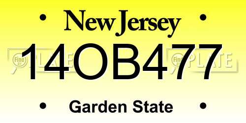 14OB477 New Jersey License Plate