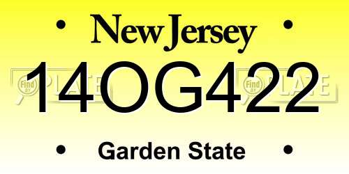 14OG422 New Jersey License Plate