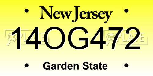 14OG472 New Jersey License Plate