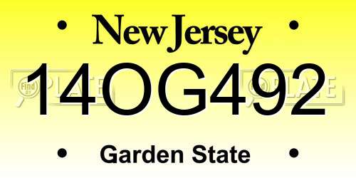 14OG492 New Jersey License Plate