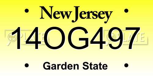 14OG497 New Jersey License Plate