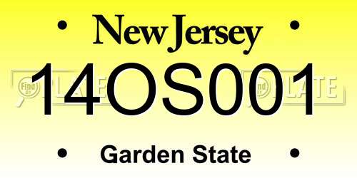 14OS001 New Jersey License Plate