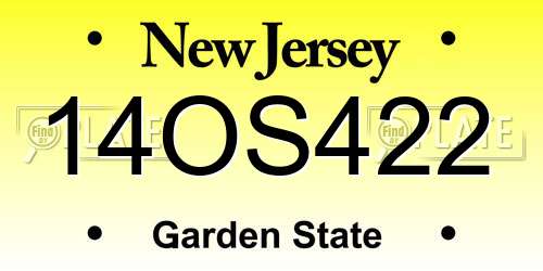 14OS422 New Jersey License Plate