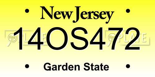 14OS472 New Jersey License Plate