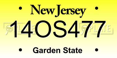 14OS477 New Jersey License Plate