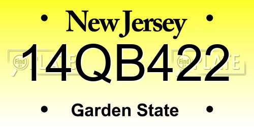 14QB422 New Jersey License Plate