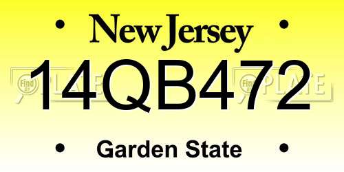 14QB472 New Jersey License Plate