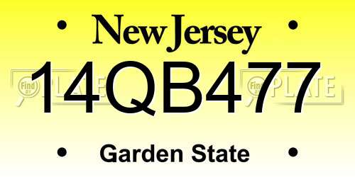 14QB477 New Jersey License Plate