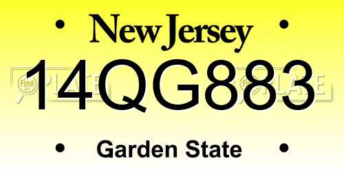 14QG883 New Jersey License Plate