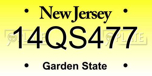 14QS477 New Jersey License Plate