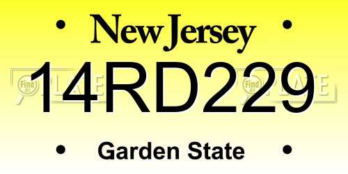 14RD229 New Jersey License Plate