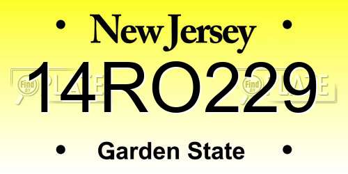 14RO229 New Jersey License Plate