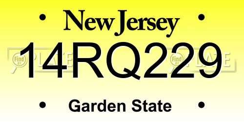 14RQ229 New Jersey License Plate