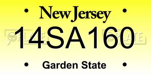 14SA160 New Jersey License Plate