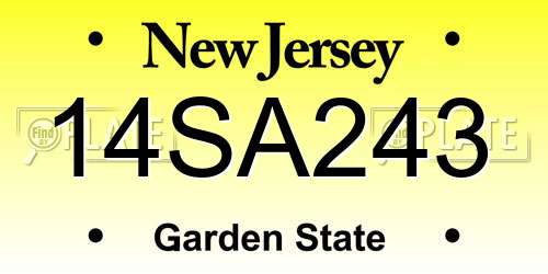 14SA243 New Jersey License Plate