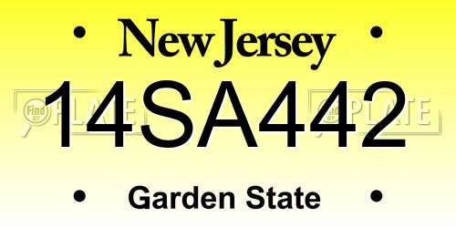 14SA442 New Jersey License Plate