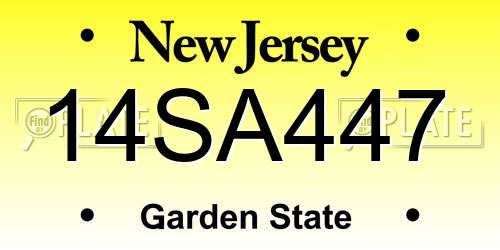 14SA447 New Jersey License Plate