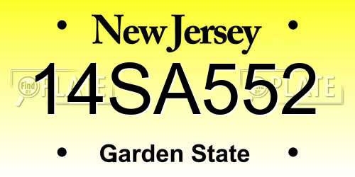 14SA552 New Jersey License Plate